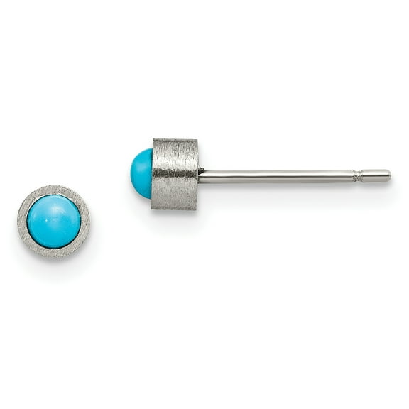 Primal Steel Titanium Brushed Turquoise 4mm Stud Earrings