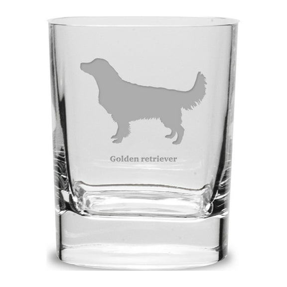 Golden Retriever Luigi Bormioli 11.75 oz Square Round Double Old Fashion Glass