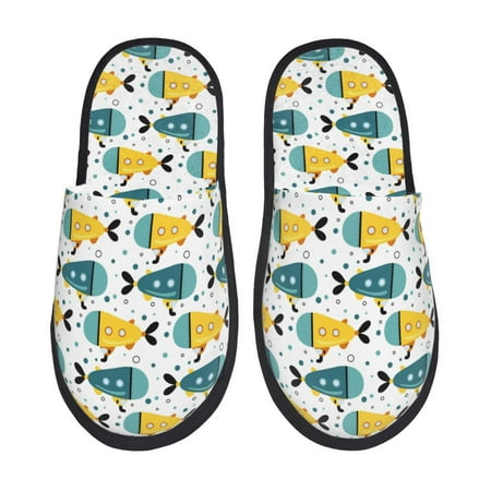 

Honeii Funny Boats print Slippers Memory Foam House Bedroom Slippers for Women and Men Fuzzy Plush Comfy Faux Fur Lined Slide Shoes-Medium