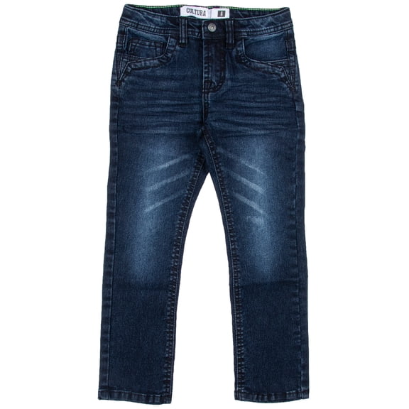 CULTURA AZURE Little Boy's Saddle Stitch Stretch Jeans, Dk Blue, 5