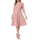 thumbnail image 2 of Vestido Inspirador Chic para Trabajar con Cuello Barco, Mangas Cortas, Midi, Acampanado, para Oficina, Talla XS, Color Rosa, 2 of 6