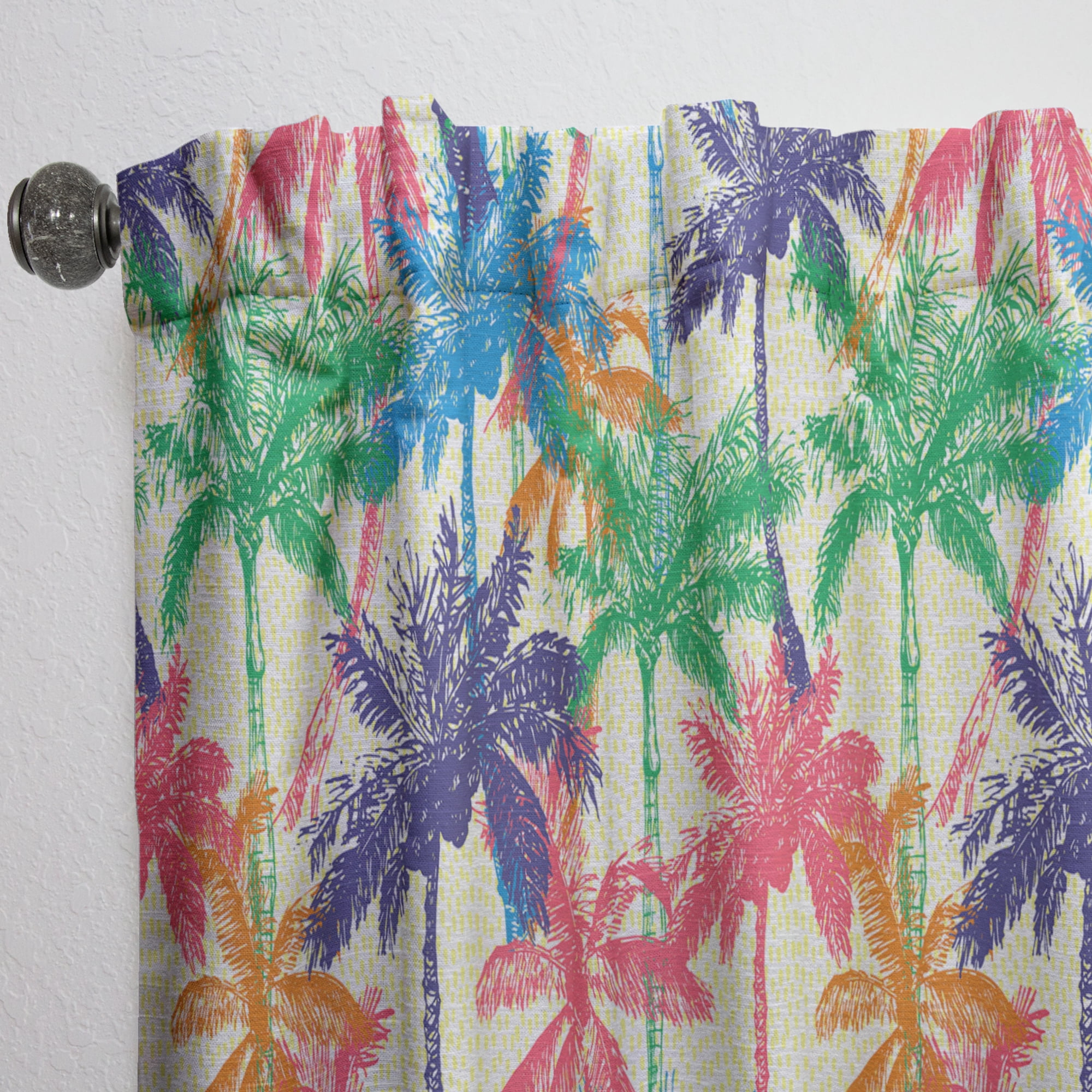 Designart 'Rainbow Palm Pattern' Tropical Curtain Panel