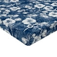 thumbnail image 4 of Ambesonne Hibiscus Pattern Fitted Sheet, Romantic Winter, Queen Size, Dark Sky Blue and Off White, 4 of 5