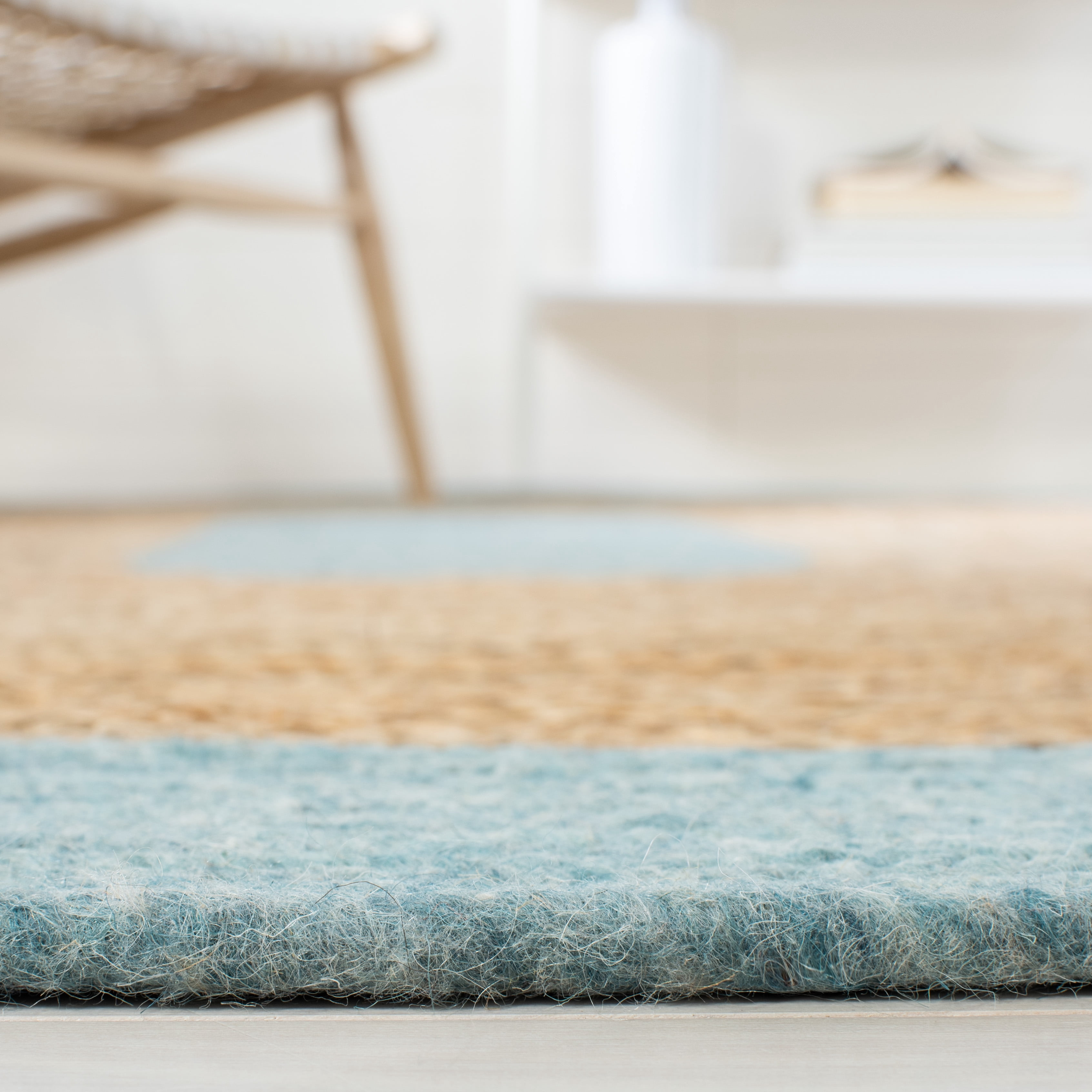 SAFAVIEH Braided Carina Bordered Reversible Area Rug, Blue/Natural, 6' x 9' Oval