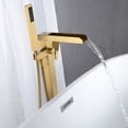 thumbnail image 5 of Waterfall Tub Filler, Freestanding Bathtub Faucet, Floor Mount Luxury Solid Brass High Flow Rate Single Handle Bathroom Faucets with Hand Shower, Brushed Gold, 5 of 6