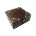 thumbnail image 1 of Brown Antique Square With Metal Corners Wood Mini Box, 1 of 1