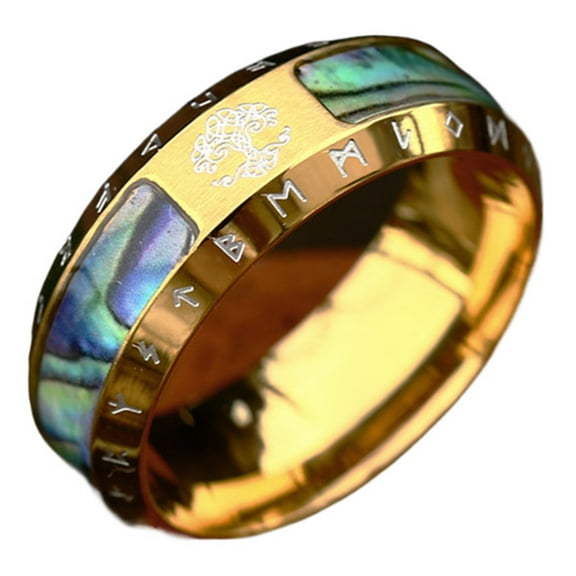 AOOOWER Unique Celticed Knot Vikinged Rings for Men with Yggdras Designs Casual Wear