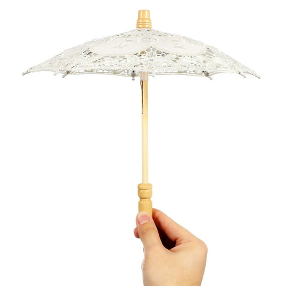 LOLIPPYY Versatile Beige Lace Embroidery Parasol Umbrella for Wedding and Decorative Use