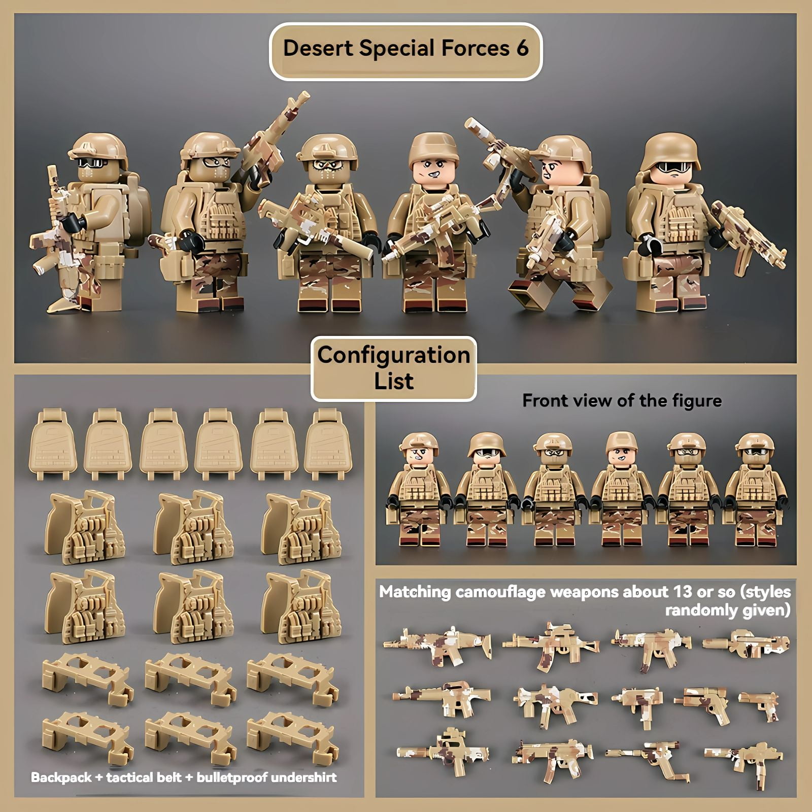 NWJ Military Building Blocks Soldier Set - Desert Special