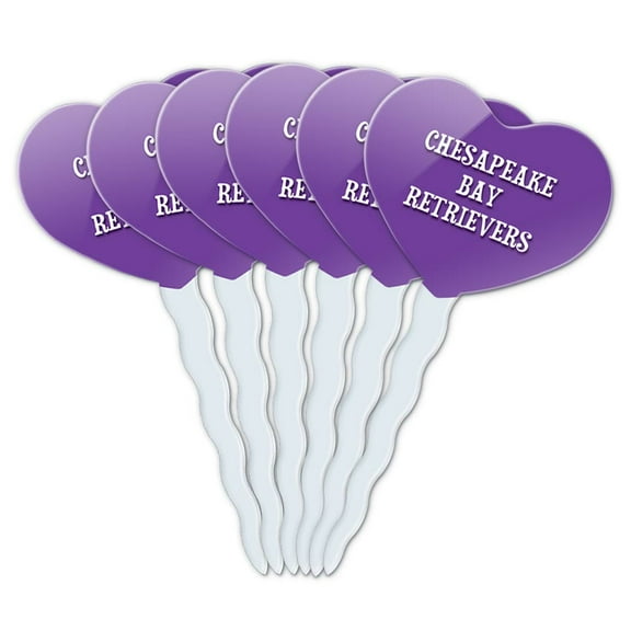 Chesapeake Bay Retrievers Heart Love Cupcake Picks Toppers - Set of 6
