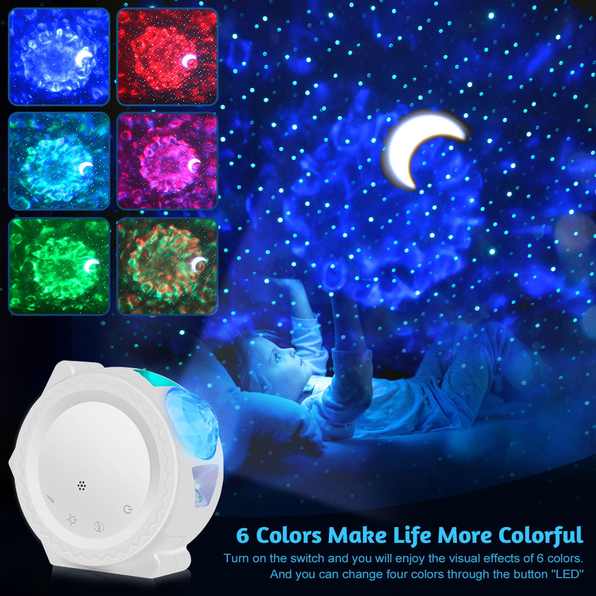WIFI Smart LED Star Projector Night Light Galaxy Starry Ocean Wave Lamp Kid Gift 
