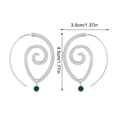 thumbnail image 4 of Pendientes redondos en espiral Qarigey colgantes de oreja con diamantes de imitación verdes plata, 4 of 6