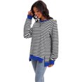 thumbnail image 3 of DARING DIVA Women's Striped Oversized Crew Neck Long Sleeve Sweatshirt S Black White, 3 of 7