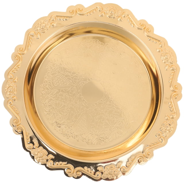 Delicate Fruit Platter Dessert Plate Cake Dish Snacks Tray Decorative Tableware for Wedding Party Home (Golden)