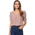 thumbnail image 1 of Top de verano de manga corta floral Allegra K Morado claro S, 1 of 5