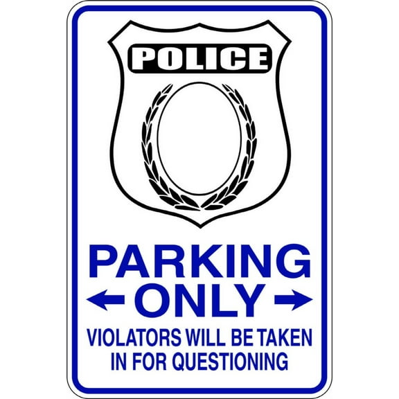 Police - Parking Signs - Picture Art - Peel & Stick Vinyl Wall Decal Sticker Size : 9 Inches X 18 Inches