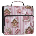 thumbnail image 5 of FORMRS Zipper Binder with Shoulder Strap 2-inch Ring 500 Sheet Capacity File Bag, Pink Gingerbread Houses, 5 of 5
