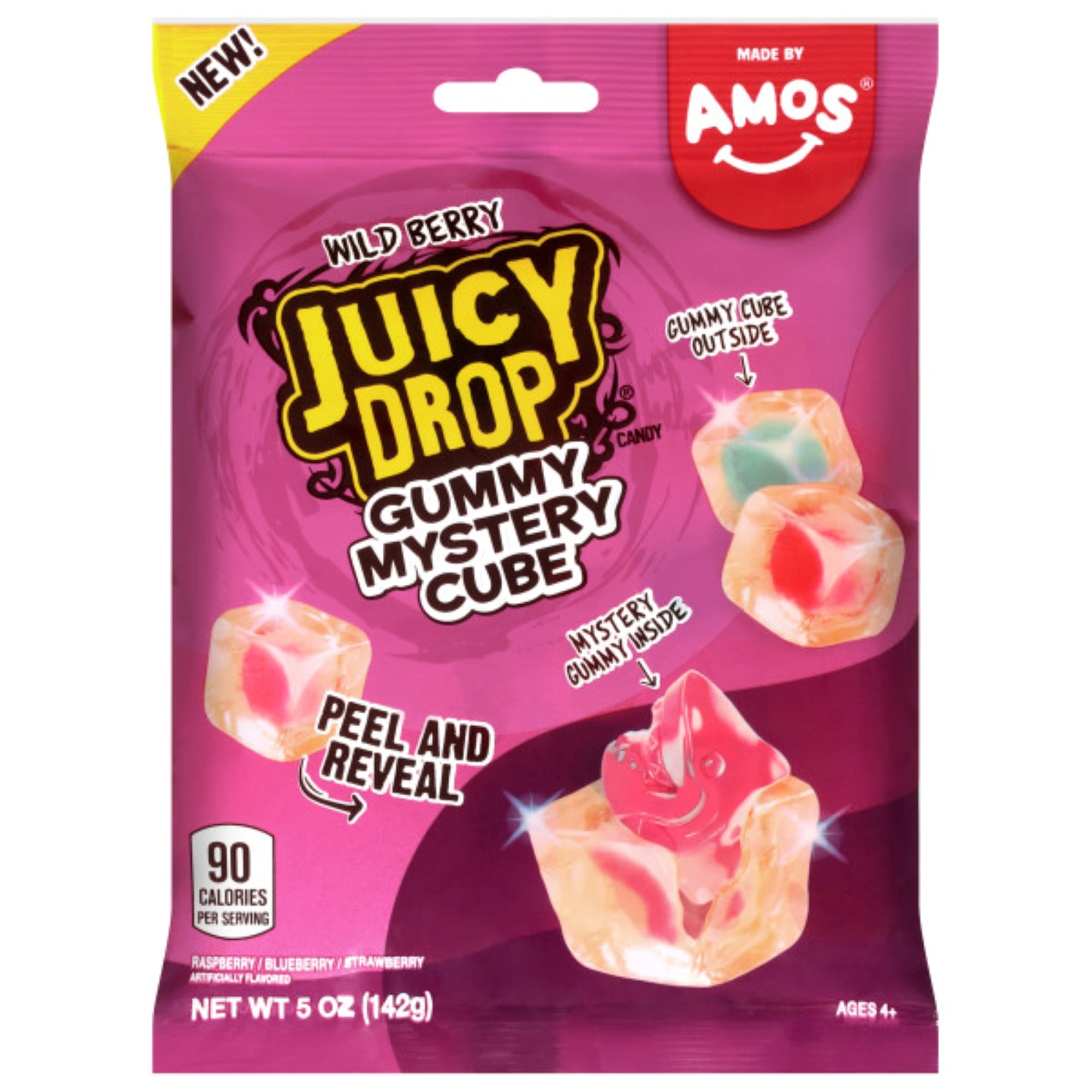 Juicy Drop Gummy Mystery Cube, Wild Berry, Peelable Candy, Shellfish Free, 5oz Peg Bag
