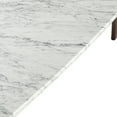 thumbnail image 4 of The Bianco Collection Laura 43" Rectangular Italian Carrara White Marble Coffee Table with Walnut Shelf, 4 of 5