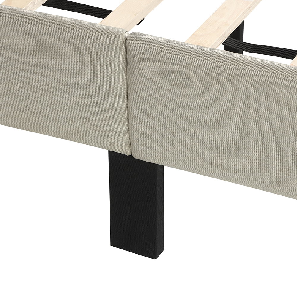 Kepooman Twin Size Upholstered Platform Bed Frame with Headboard, 79.7"L x 40.9"W x 49.2"H, Beige Kepooman Twin Size Upholstered Platform Bed Frame with Headboard, 79.7"L x 40.9"W x 49.2"H, Beige