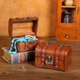 thumbnail image 1 of Caja de almacenamiento de madera antigua antigua con cerradura, caja de joyería, caja de madera para embalaje de regalo de almacenamiento y acabado de escritorio, 1 of 5