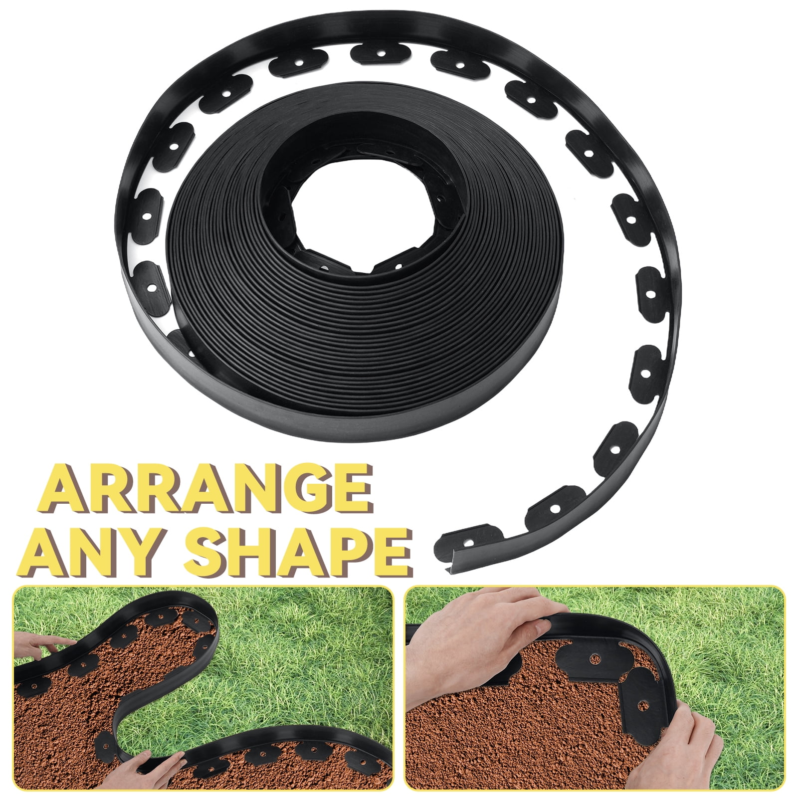 GOTGELIF Landscape Edging 2inch Tall, 40/100ft No-Dig Landscape Edging Border with 50/120 Spikes Plastic Garden Edging for Landscaping