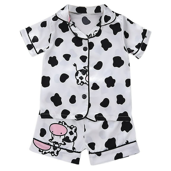 Agkizg Toddler Baby Boys and Girls Summer Pajama Sets,Sleepwear for Kids,Spring and Summer Printed Pajamas for Middle and Older Children's Home Wear Sets White 6 Years