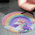 thumbnail image 2 of Cute Unicorn with Rainbow Round Area Rugs for Bedroom Living Room, 5FT Soft Indoor Circle Carpets, Carpet Home Decor Floor Mat, 2 of 6