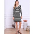 thumbnail image 7 of DARING DIVA Sweater Long Sleeve V Neck Above the Knee Striped Knit Dress XS Black White, 7 of 7