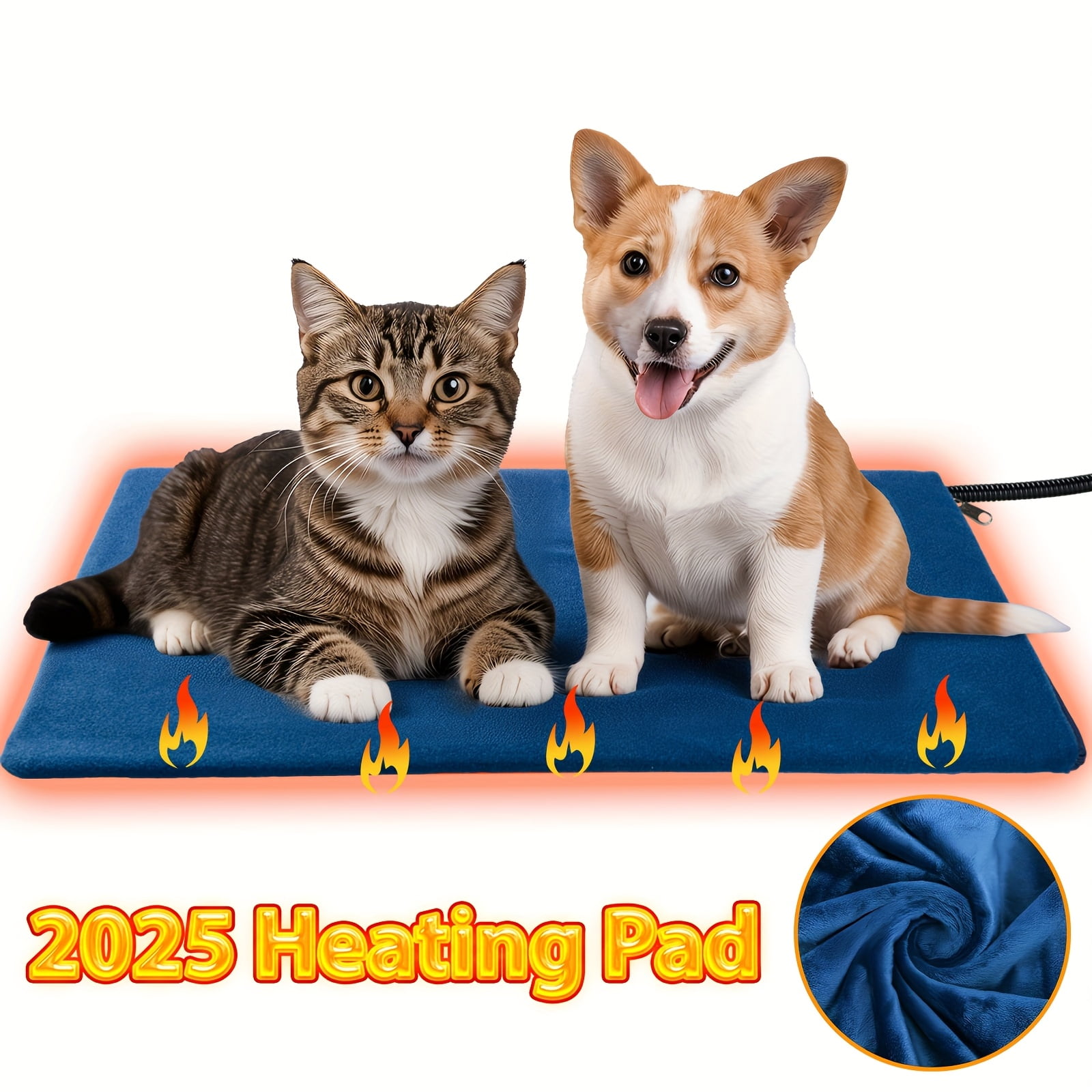 Outdoor Pet Heating Pad for Cat Dog, Heated Mat with Waterproof Cover and Automatic Temperature Control, Suitable for Cat Houses, Dog Houses, Small Beds, Porches, 16.5" X 18",Blue