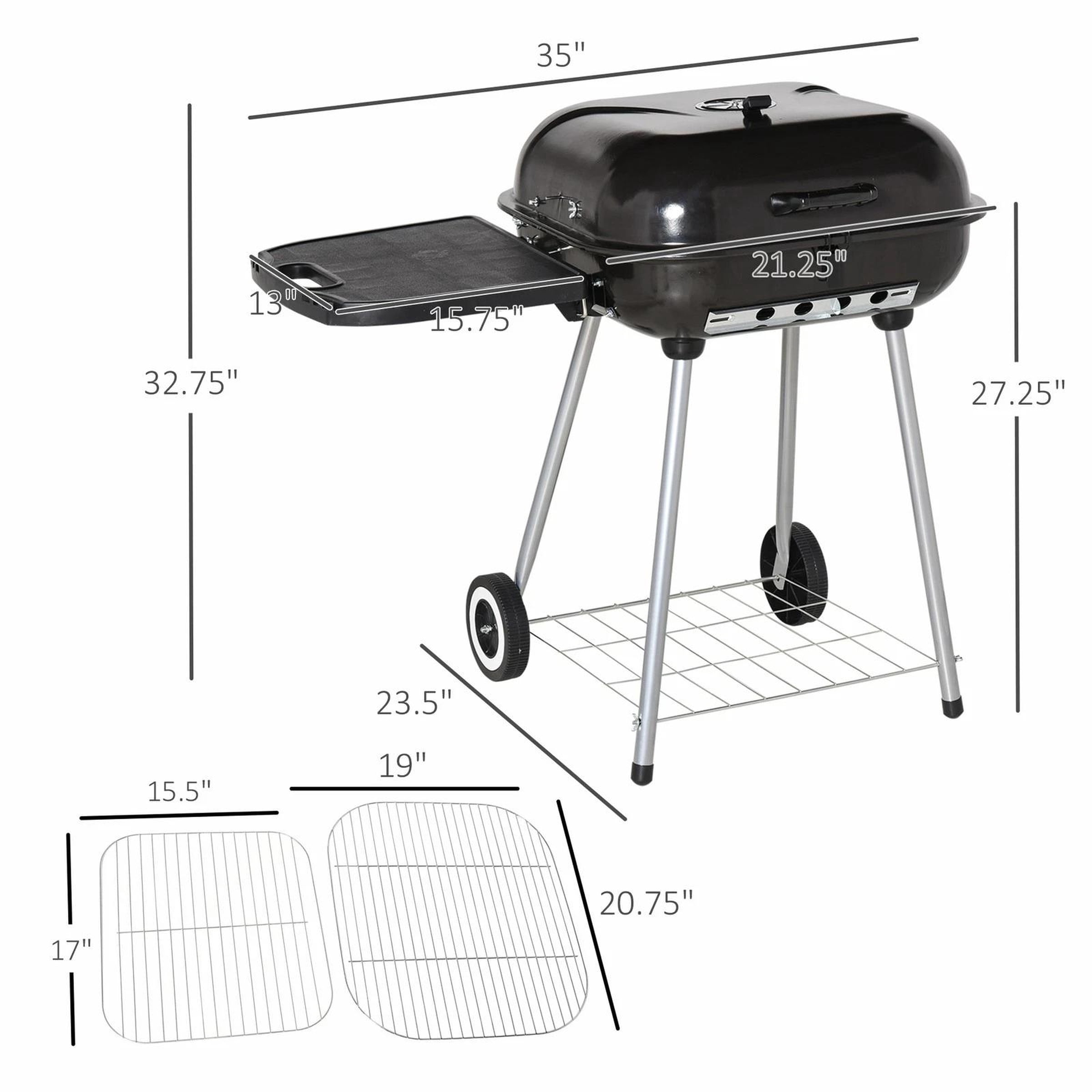 22 inch Portable BBQ Charcoal Steel Grill Camping Backyard Cooking w/Wheels