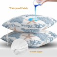 thumbnail image 4 of Light Blue Coral Coastal Throw Pillow Covers 16x16 Inch Set of 2, Summer Beach Starfish Shell Waterproof Outdoor Pillow Covers, Decorative Cushion Pillowcases for Couch, Sofa, Bed, Garden, Patio, 4 of 9