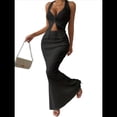 thumbnail image 3 of Conjunto de Dos Piezas para Mujer: Top con Cuello Halter y Falda con Frontal, Conjunto de Verano. Negro M, 3 of 10