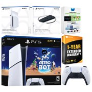 Sony PlayStation 5 Astro Bot Slim Digital Bundle with Disc Drive, Vertical Stand, MightySkins Game Collection Services and 1 Year Extended Warranty