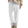 thumbnail image 1 of Pantalones largos para hombre, de color liso, con bolsillo y cordón, informales, juveniles, versátiles, deportivos, de gran tamaño., 1 of 7