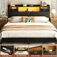 thumbnail image 5 of Homieasy King Headboard with Drawer Storage and LED Light, Wood Headboard for King Size Bed with Power Outlet and Bookcase, Sturdy Head Board for Bedroom, Dorm Room, Guest Room, Black, 5 of 8