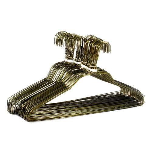 BriaUSA 100 Standard Hangers 18 Inch 13 Gauge Gold Tone Wire Hangers
