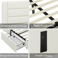 thumbnail image 4 of Yaheetech Queen Upholstered Bed Frame with Headboard, Storage Drawers & Charging Outlets, Beige, 4 of 7