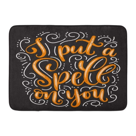 KDAGR I Put Spell on You Halloween Quote Flourishes and Effect Inspirational Phrase Modern Lettering for Party Doormat Floor Rug Bath Mat 23.6x15.7 inch