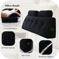 thumbnail image 3 of ColourTree Black 76" L x 8" W x 20" H Wedge Headboard Pillows with 1 Head Roll Pillow Bed Wedge Pillow for Headboard Large Bolster for Bed Rest Reading Pillows Backrest Pillows, 3 of 6
