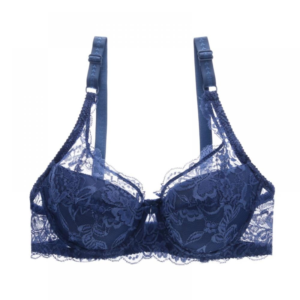 Plush Desire Padded Wired 3/4th Cup Bridal Wear Medium coverage Lace Push  Up Bra - Blue