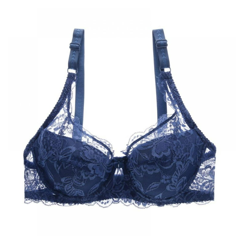 Buy ZITIQUE Women's 3/4 Cup Glossy Lace-trimmed Underwire Push Up Lingerie  Set (Bra And Underwear) - Blue in 2024 Online