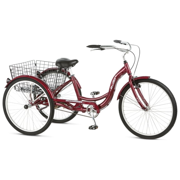 Schwinn Meridian Adult Tricycle, 26 Inch Wheels, Single Speed, Black Cherry