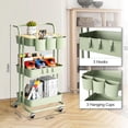 thumbnail image 2 of 3-Tier Rolling Utility Cart with Metal Handle and Lockable Wheels, 2 of 7