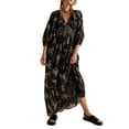 thumbnail image 1 of Faithtur Robe Bohème Florale pour Femmes Été Manches Mi-Longues Col en V Taille Froncée Robe Longue Fluide, 1 of 9