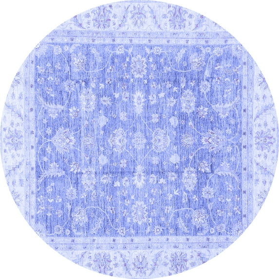 Ahgly Company Indoor Round Oriental Blue Traditional Area Rugs, 4' Round