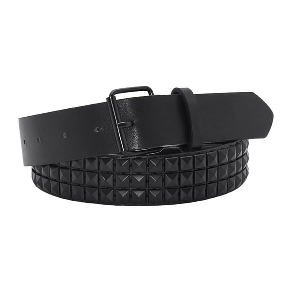 Studded Leather Belt with Pin Buckle Square Bead Rivet Belt Women Belts Black