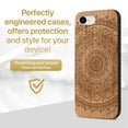 thumbnail image 2 of Case Yard Wooden Case Outside Soft TPU Silicone, Slim Fit Shockproof Wood Protective Phone Cover for Girls Boys Men and Women, Supports Wireless Charging Mandala 2 Design case for iPhone-SE, 2 of 7