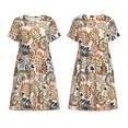 thumbnail image 3 of Bixox Robe d'Été à Manches Courtes pour Femmes Robe Ample Longueur Genou avec Poches-Floral Paisley, 3 of 7