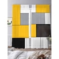 thumbnail image 4 of Sheer Curtains 84 inches Long 2 Panels Set Abstract Geometric Block Pattern Light Filtering Sheer Drapes Rod Pocket Window Curtains for Living Room/Bedroom, Yellow White Gray, 4 of 8